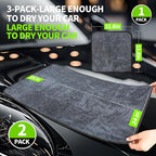 Ultra Absorbent Car Drying Towels with Storage Bag, Extra Large Microfiber Towels for Cars, (36" x 24") Drying Towels Car Detailing, Streak Free, No Water Spots, Scratch-Free, 3 Pack