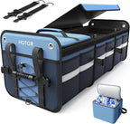 Trunk Organizer - 3-Compartment Car Organizer and Storage with Cooler Bag, Foldable Car Storage Organizer for SUV with Handles & Strap for Shopping, Picnic, 33.1" x 13.0" x 11.8", Blue