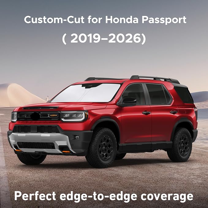 Windshield Sunshade Compatible for Honda Passport 2019-2024 2025 2026, Sun Visor for Front Windshield & Window Sun Shade Cover, UV Heat Blocker & Protector, Car Accessories