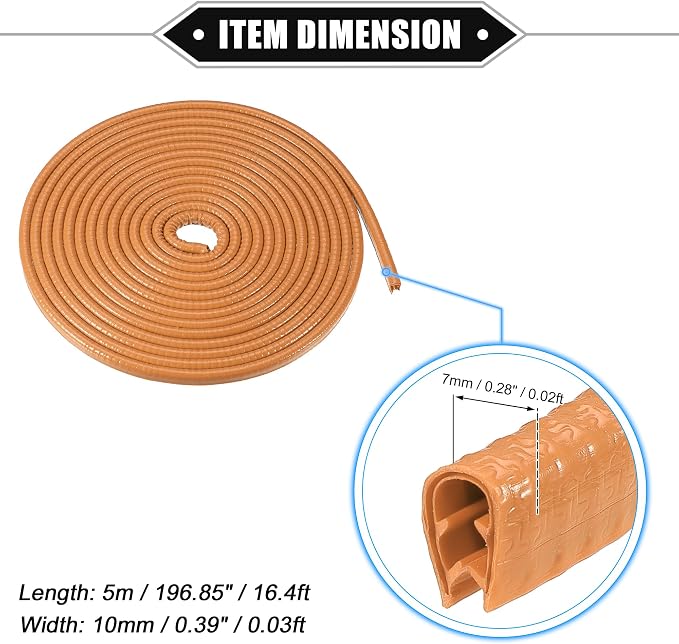 Car Door Edge Guard, 16.4ft U Shape Rubber Edge Trim Seal Strip Protector Universal for Car Truck ATV Boat Multifunctional No Glue PVC Iron Orange