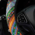 3 Pack Boho Steering Wheel Cover with Car Cup Holder Coasters Universal Baja Hippie Bohemian Style Steering Wheel Covers Cute Car Steering Wheel Cover for Women Girl 15 Inch (Orange)