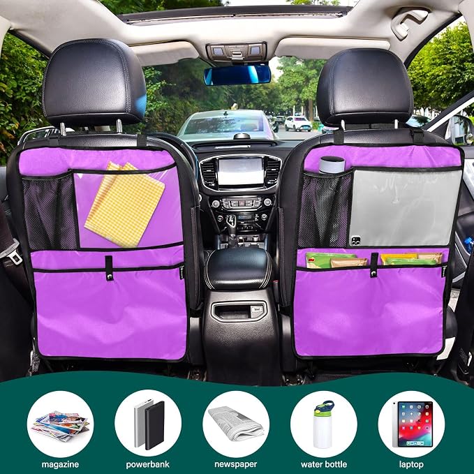 Mallow Seat Back Protector Car Kick Mats with Pockets Protector, 2 Pack Car Seat Back Protectors For Vehicles