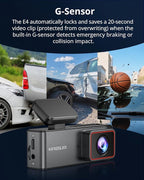 4K Dash Cam Front and Rear, Front 4K Rear 1080P Dual Dash Camera for Cars, Mini Dashcam with 64GB Card, APP Control, Night Vision, G-Sensor, Loop Recording, Parking Mode