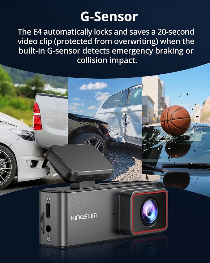 4K Dash Cam Front and Rear, Front 4K Rear 1080P Dual Dash Camera for Cars, Mini Dashcam with 64GB Card, APP Control, Night Vision, G-Sensor, Loop Recording, Parking Mode