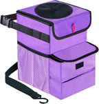 Car Trash Can Foldable Garbage Bin Leakproof 2.3 Gallons Purple