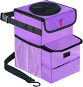 Car Trash Can Foldable Garbage Bin Leakproof 3 Gallons Purple