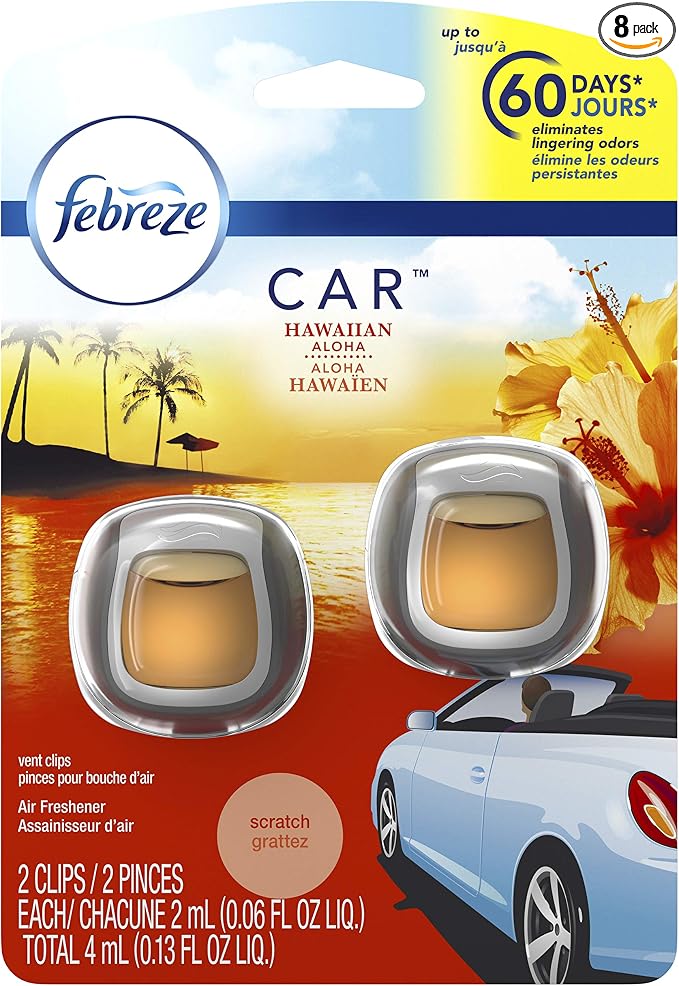 Car Air Fresheners, Hawaiian Aloha, Odor Fighter for Strong Odors Car Vent Clips (16 Count)