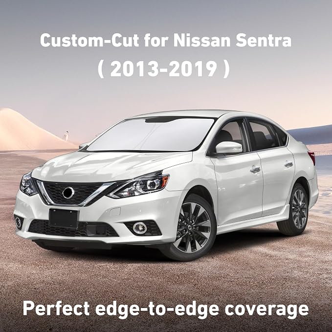 Windshield Sunshade Compatible for Nissan Sentra 2013-2017 2018 2019, Sun Visor for Front Windshield & Window Sun Shade Cover, UV Heat Blocker & Protector, Car Accessories