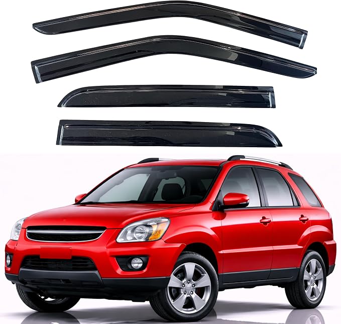 KPY Rain Guards Fit for 2005-2010 Kia Sportage, Out-Channel Window Visors Vent Wind Deflectors 4PC, Car Accessories for 05-10 Sportage