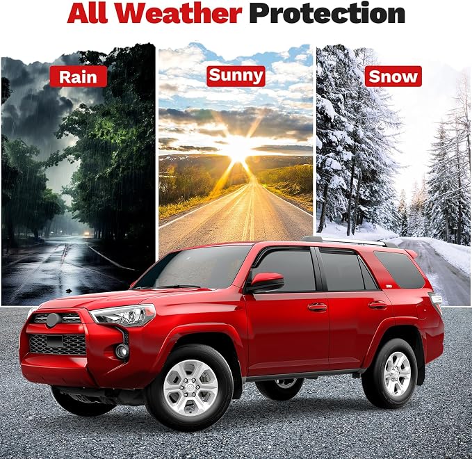 4Runner Rain Guards - Window Visors for Toyota 4Runner 2010-2024, Outside-Mount Tape-On Side Window Wind Deflectors for 4Runner Accessories, Vent Visors Shades Rainproof 4PCS