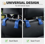 4 Pack Car Seat Headrest Hooks, Vehicle Back Seat Hanger Storage Organizer for Purse Handbag Backpack Coat Grocery, 360° Rotating Heavy Duty Holds 44lbs, Blue