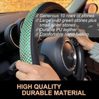 Bling Bling Comfy Steering Wheel Cover with Jumbo Crystal Rhinestones, Anti-Slip Diamond Leather, Universal 15 Inch (Vivid Green)
