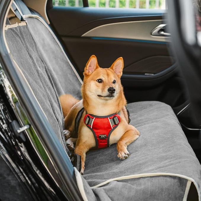 Dog Car Seat Cover for Back Seat, Back Seat Pet Cover for Dogs Waterproof, Scratchproof Dog Backseat Cover, Non-Slip Bench Car Seat Protector, Universal Fit Most Cars, SUVs, Trucks, Grey