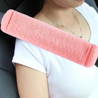 Soft Faux Fur Universal Fit Seatbelt Cover Car Truck SUV Airplane Seat Belt Shoulder Pad for Carmera Backpack Straps Neck Cushion Protector 2 Pack 10.5in Orange Pink