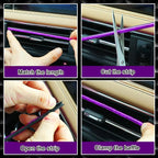 28 Pcs Car Accessories: 20 Pcs Air Conditioner Decoration Strip, 4 Non-Slip Silicone Cup Coasters, 4 Tire Valve Caps (Purple) for Most Cars, SUVs, Trucks