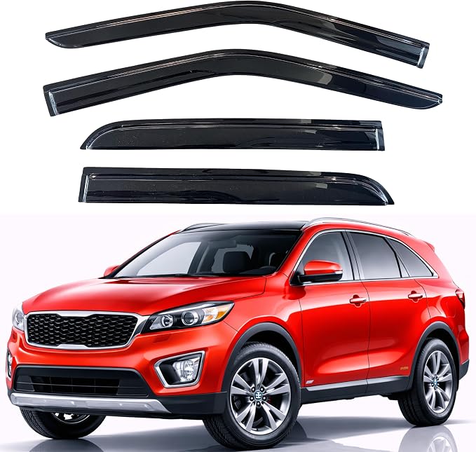 KPY Rain Guards Fit for 2011-2015 Kia Sorento, Out-Channel Window Visors Vent Wind Deflectors 4PC, Car Accessories for 11-15 Sorento
