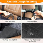 Dog Car Seat Cover for Back Seat,600D Heavy Duty Dog Hammock for Car with Side Flap,100% Waterproof Pet Backseat Cover, Anti-Scratch Nonslip Pet Seat Protector for Cars Trucks and SUV