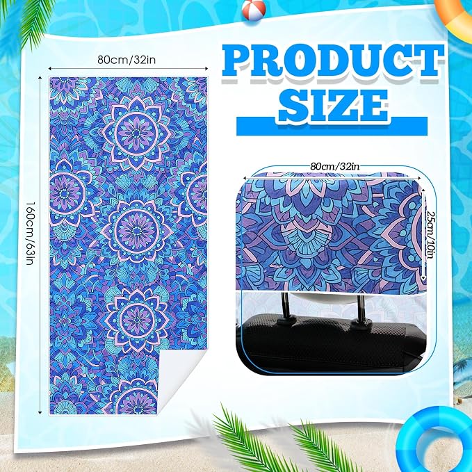 Car Seat Towel Covers with Storage Bag, 63 x 32 Inch Universal Non Slip Waterproof Sweat Protector for Car Truck, Gym Swimming Running, Machine Washable(2 Pack,Mandala)