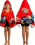 Cars Printed Soft Cotton Terry Hooded Towel Wrap, Absorbent Wearable Hooded Towel for Bath Pool Beach, 28 in x 55 in