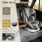 Dog Car Seat Cover for Back Seat, Heavy Duty Nonslip Car Seat Protector for Child Car Seat, Waterproof Bench Seat Cover for Dogs and Kids, Compatible with Armrest, Fits Sedan (Grey)