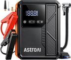 Beta822 3000A Jump Starter with Air Compressor, 150PSI Portable Tire Inflator with Auto-Shutoff, 12V Car Battery Booster (9.0 Gas/7.0L Diesel) with LED Light and Jumper Cables, Black