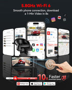 4K STARVIS 2 Dash Cam Front and Rear, 5GHz WiFi 20MB/s Download, 128GB Card Included, Voice Control, Dash Camera for Cars with 3.18" Touch Screen, GPS, Loop Recording, Parking Mode(F7N Touch)