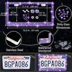 27 PCs Purple Violet Bling Car Accessories Set for Women, Steering Wheel Covers Universal Fit 15 Inch, Bling License Plate Frame, Bling Phone Holder, Bling Car Coasters