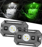 UTV Interior Dome Lights 12V Wired, LED Dome Light Universal Roll Bar Mount LED Lights Interior Lights for UTV ATV SXS Polaris Off-Road - White/Green 2 Packs, IP68 Waterproof Aluminum