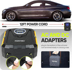 Tire Inflator Portable Air Compressor, Air Pump for Car Tires and Bikes, Car Tire Pump w/Auto Shut Off, 150 PSI, 110V AC 12V DC, LED Light, Carrying Case, Perfect For Men, Women