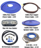 True 8 Gauge 100% Copper Amplifier Wiring Kit | 8 AWG (American Wire Guage) OFC | for Automotive Boat Car Audio Subwoofer Amp Install (incl Ground & Power Cable, RCA, Speaker, Remote Wires)