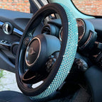 Bling Bling Comfy Steering Wheel Cover with Jumbo Crystal Rhinestones, Anti-Slip Diamond Leather, Universal 15 Inch (Sky Blue)