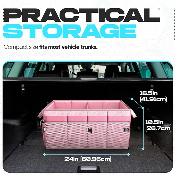 Trunk Organizer For SUV Car Trunk Organizer, Foldable Storage, Car Accessories for Women Men, Collapsible Bag, 600D Oxford, Non Slip Bottom, Straps, Soft Cover (65L)