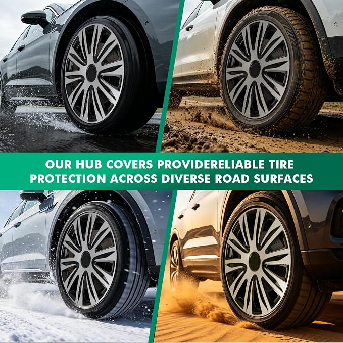 SCITOO Premium 16 Inch Hubcaps Set of 4 Wheel Rim Cover OEM Style Easy Snap On Car Truck SUV Hub Cap Replacement for Dodgefor Honda,for Mazda,for Kia,for Ford,for Mitsubishi,for Hyundai,etc.