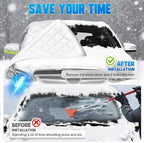 6 Layers Windshield Snow Cover Universal Midsize Sedan/Compact SUV Protection Hail & Snow Shield | Scratch-Free Hooks + Reflective Strips + Mirror Covers