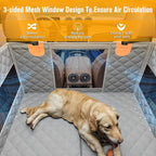 Large Dog Car Seat, Back Seat Extender for Dogs with 3 Mesh Windows, Waterproof Medium Carseat for Dogs with Hard Bottom, Pet Seat Cover for Cars, Trucks and SUVs