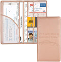 Car Registration and Insurance Holder, Vehicle Glove Box Car Organizer Men Women Wallet Accessories Case with Magnetic Shut for Cards, Essential Document, Driver License, Rose Gold