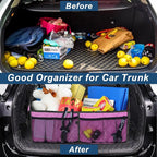 Car Trunk Organizer for SUV, Car Organizers and Storage with Reinforced Handles, Car Accessories for Women/Men 70L Waterproof Polyester Trunk Organizer(Large, Pink)