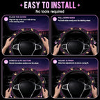 Gothic Skull and Rose Steering Wheel Cover for Women Men Neoprene Breathable Wheel Cover Protector Anti-Slip Car Accessories Universal 15 Inch Fit for Cars Trucks Vehicles