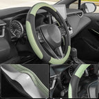 Steering Wheel Cover for Car, Standard Size 14.5-15 inch, Auto Interior Accessories, Black and Pastel Green