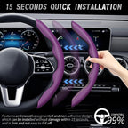 2pcs Car Steering Wheel Cover,Anti-Skid Carbon Fiber Steering Wheel Protector for Men Women,Multiple Color Options,Universal for Most Car Interiors Accessories (NewPurple)