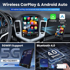 4Core+64GB ROM Tesla-Style Car Radio for Chevrolet Chevy Cruze 2009-2015: 10.4 Inch HD IPS Touchscreen Wireless Carplay Android Auto GPS Backup Camera SWC 5G WiFi Bluetooth 5.0 FM EQ
