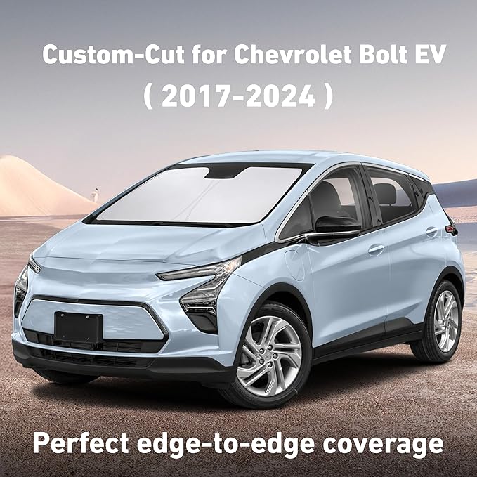 Windshield Sunshade Compatible for Chevrolet Bolt EV Hatchback 2017-2022 2023 2024, (Not for Chevy Bolt EUV) Sun Visor for Front Window Sun Shade Cover, UV Protector, Car Accessories