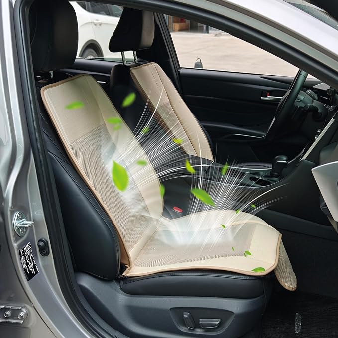Cooling Car Seat Cushion, Ventilated Air Circulation Seat Cover, 12V Automotive Front Seat Summer Cooling Pad with 8 Powerful Fans, 3 Speed Adjustable, Universal for Car SUV Truck (Beige)