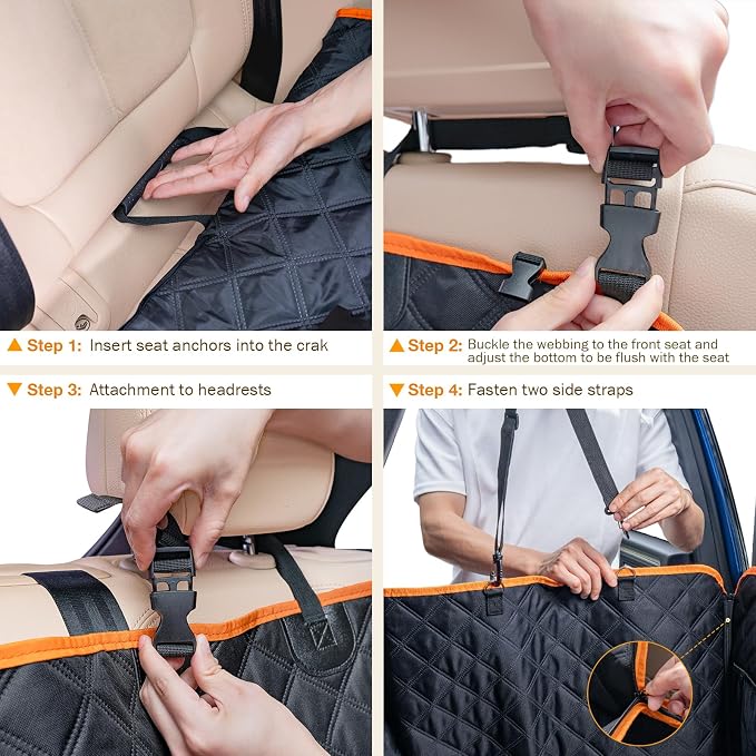 Dog Car Seat Cover for Back Seat, Back Seat Extender for Dogs 52 * 24.4in, Foldable in The Car, Hard PVC Panels Bottom Support to 330 lbs, for Cars/Mid-Size SUV/Small Truck