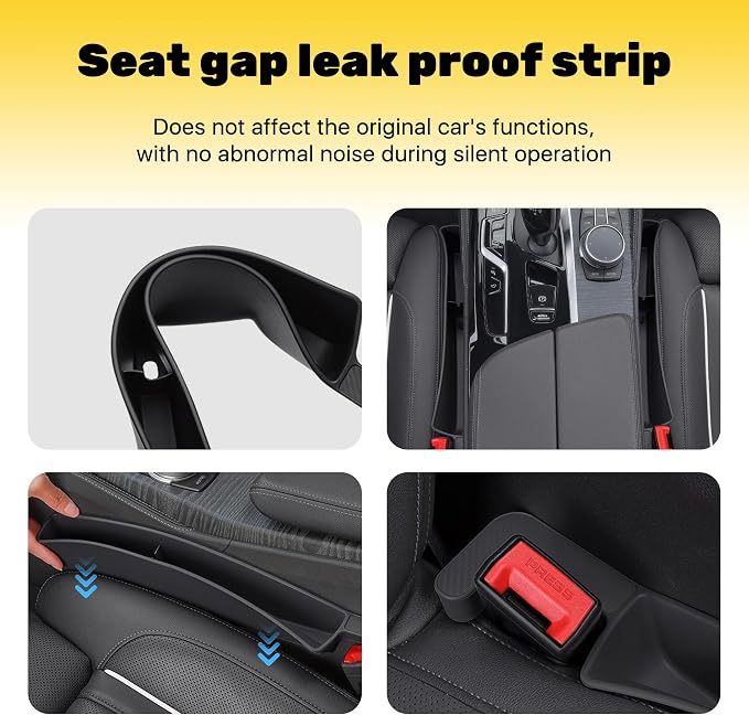 2PCS New Car Seat Gap Stopper with 2 Storage Areas，Car Seat Gap Storage Organizer for Phone Keys Wallet，Universal Car Seat Gap Filler Interior Accessories (Black)