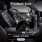 2PCS Bling Bow Car Seat Headrest Hooks, S Type Crystal Rhinestone Bowknot Auto Seat Back Storage Hooks, Diamond Cute Bow Vehicle Storage Organizer, Universal for Purses Bags Groceries(Black)