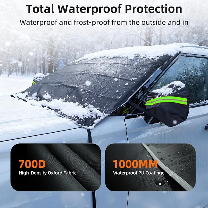DMJN [2025 Upgraded Windshield Cover for Ice and Snow [Full Coverage Winter Protection]-Heavy Duty Car Snow Cover, Against Snow, Ice, Frost and Water, Suitable for Cars, SUVs, and Trucks-Medium