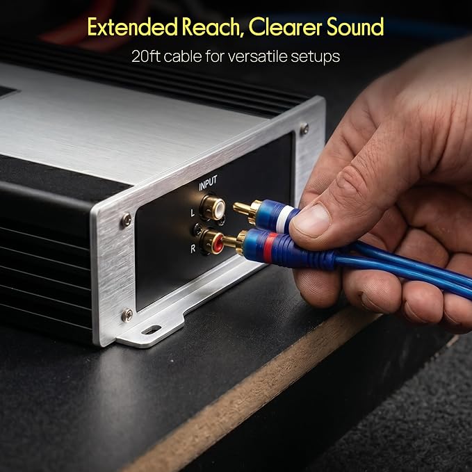 Pyle 4-Gauge Car Amplifier Wiring Kit for Car Audio | Complete amp wiring kit with power, ground, remote, speaker wire, RCA cables, and 100A fuse for car audio installation.