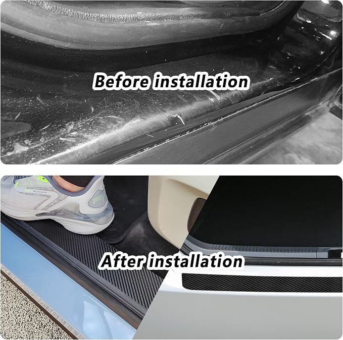 5PCS Car Door Sill Protector,Carbon Fiber Threshold/Rear Bumper Guard Anti-Scratch Sticker Door Edge Protection Decorate,Interior Accessories Self-Adhesive Anti-Scratch Waterpoor (Carbon Fiber-5Pcs)