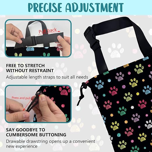 Car Garbage Bag Colorful Paw Prints and Diamond Drawstring Car Trash Bag Hanging for Back Seat with Adjustable Buckle Canvas Vehicle Trash Can Easy-to-Install